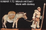 Mönch mit Stab und Esel