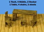Ausrüstungsset Tisch, Stuhl, Hocker 1:72